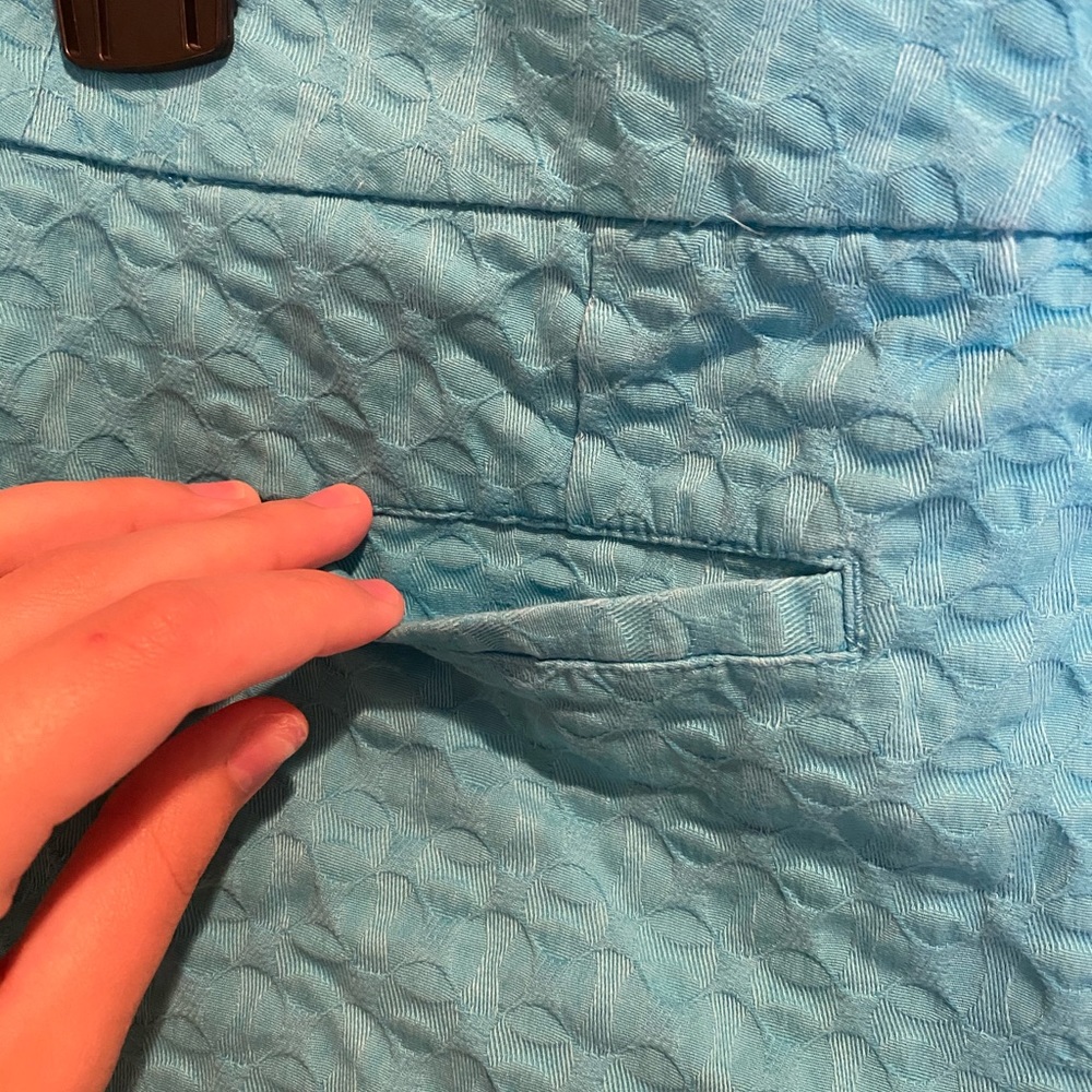Bright Blue Textured/Ruffled Mini Shorts - Picture 3 of 5